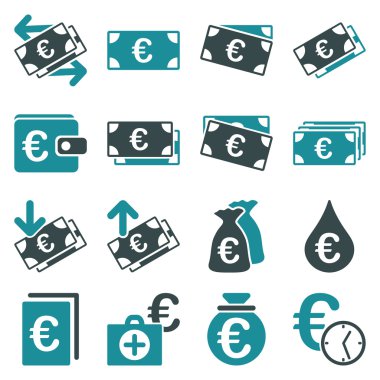 Euro bankacılık iş ve hizmet araçları simgeler