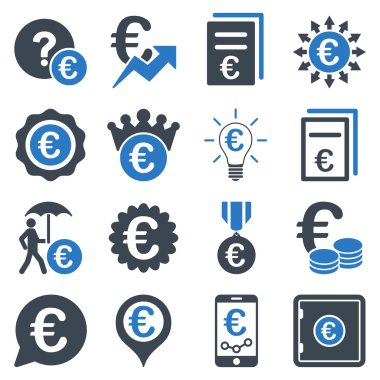 Euro bankacılık iş ve hizmet araçları simgeler