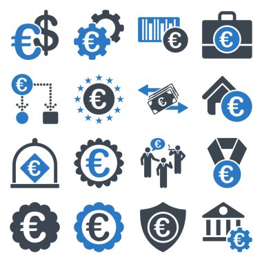 Euro bankacılık iş ve hizmet araçları simgeler