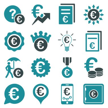 Euro bankacılık iş ve hizmet araçları simgeler