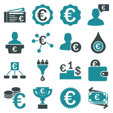 Euro bankacılık iş ve hizmet araçları simgeler