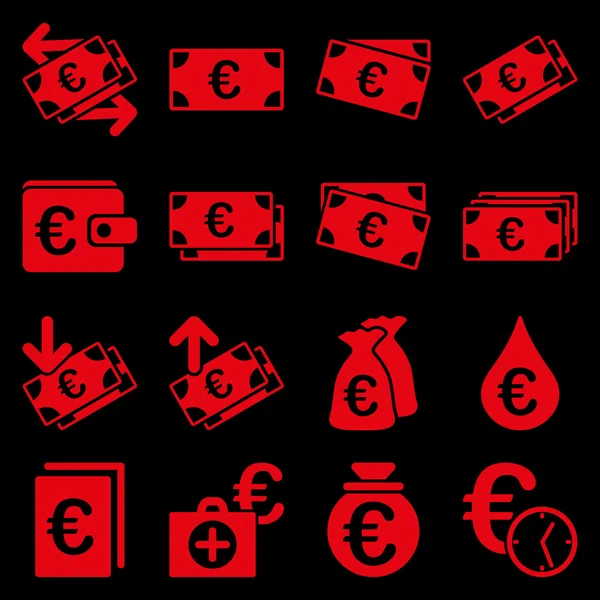 Euro business banking e ferramentas de serviço ícones —  Vetores de Stock
