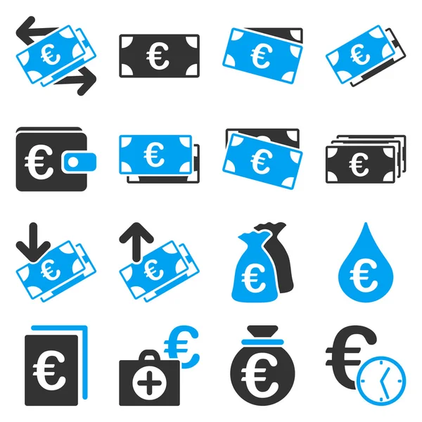 Euro banking business and service tools icons — Stock Vector