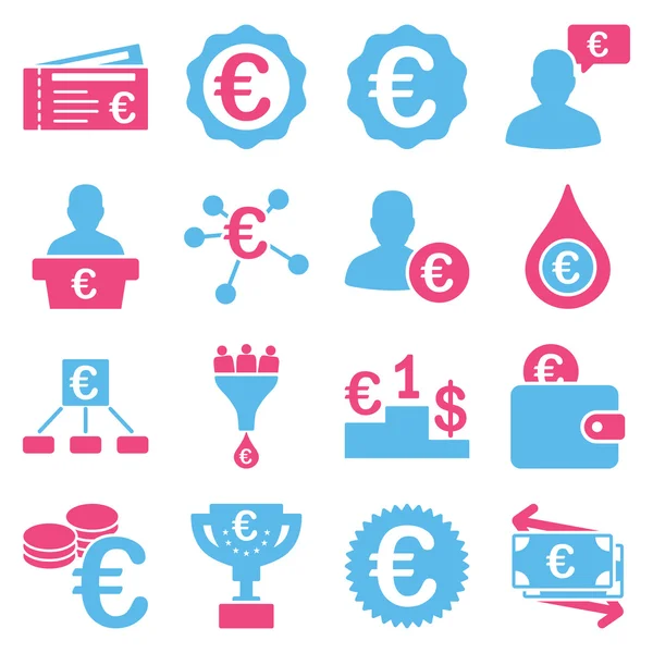 Symbole des Euro-Bankgeschäfts und der Dienstleistungsinstrumente — Stockvektor