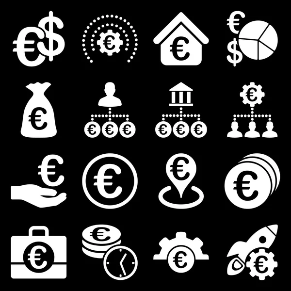 Symbole des Euro-Bankgeschäfts und der Dienstleistungsinstrumente — Stockfoto