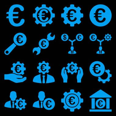 Euro bankacılık iş ve hizmet araçları simgeler