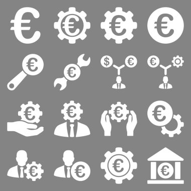 Euro bankacılık iş ve hizmet araçları simgeler