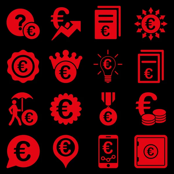 Iconos de negocio y herramientas de servicios bancarios en euros — Archivo Imágenes Vectoriales