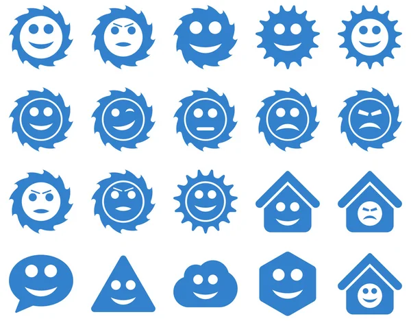 Eszközök, fogaskerekek, mosolyog érzelmek ikonok — Stock Fotó