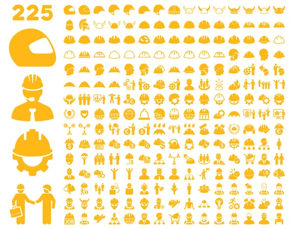 Arbeidsveiligheid en helm Icon Set. — Stockvector