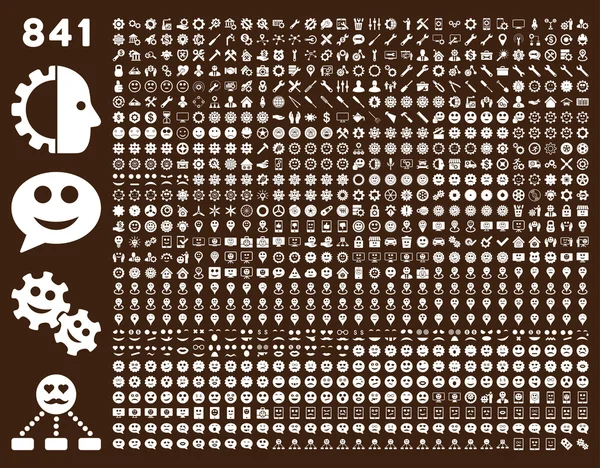 841 smile, engrenagem, ferramenta, marcadores de mapa, ícones móveis — Fotografia de Stock