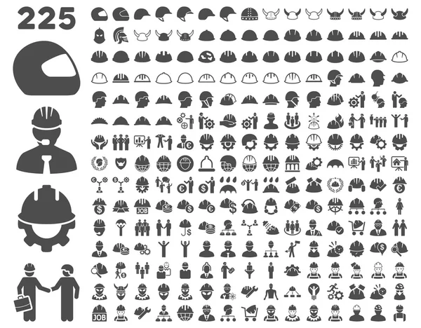 Arbeidsveiligheid en helm Icon Set. — Stockfoto