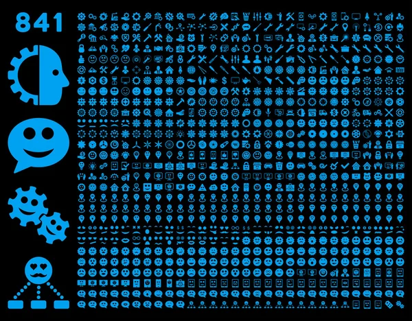 841 sonrisa, engranaje, herramienta, marcadores de mapa, iconos móviles — Vector de stock