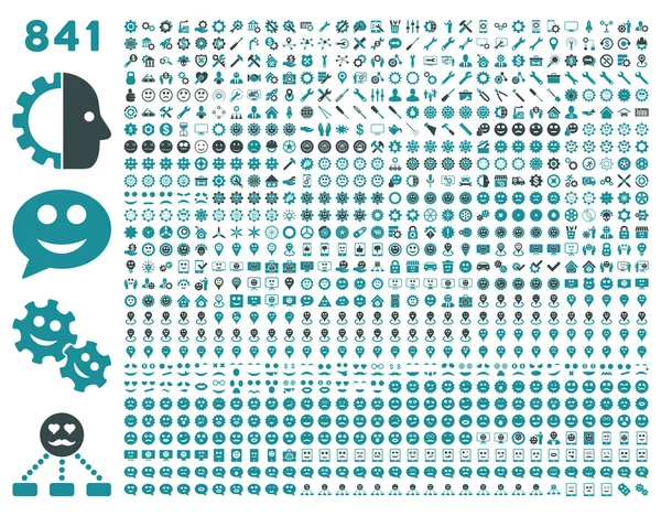 841 smile, engrenagem, ferramenta, marcadores de mapa, ícones móveis — Fotografia de Stock