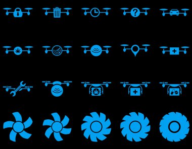 Hava uçak ve quadcopter aracı simgeler