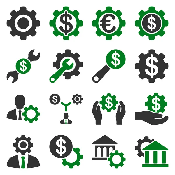 Pénzügyi eszközök és a beállítások ikon készlet — Stock Vector