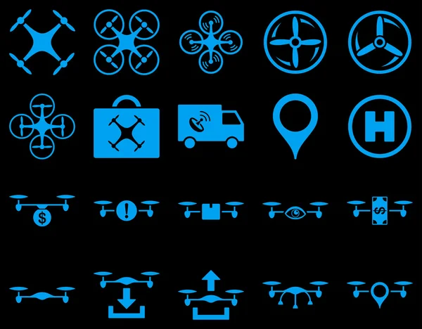 Air drone and quadcopter tool icons — Stock Vector