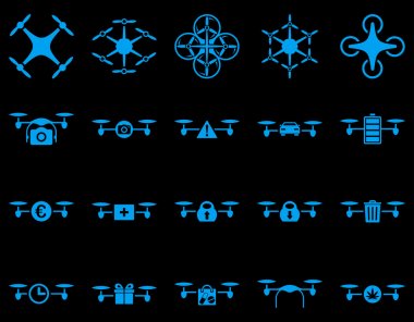 Air drone and quadcopter tool icons clipart