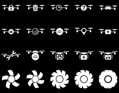 Hava uçak ve quadcopter aracı simgeler