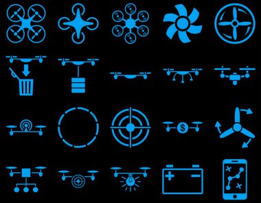 Hava uçak ve quadcopter aracı simgeler