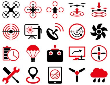 Air drone and quadcopter tool icons clipart