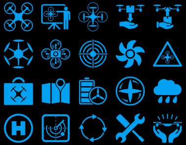 Hava uçak ve quadcopter aracı simgeler