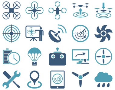 Hava uçak ve quadcopter aracı simgeler