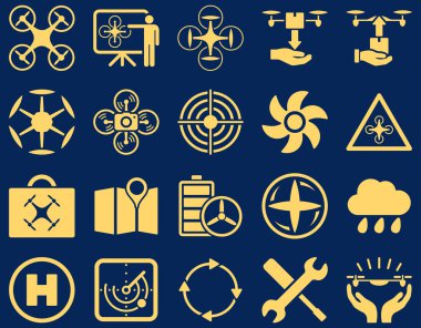 Hava uçak ve quadcopter aracı simgeler