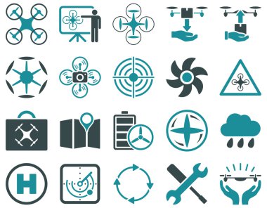 Hava uçak ve quadcopter aracı simgeler