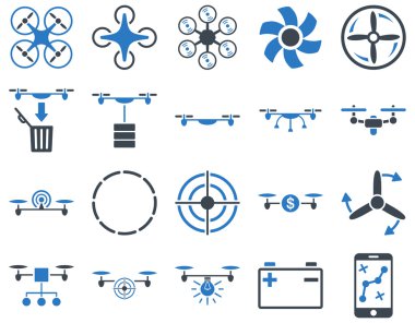 Hava uçak ve quadcopter aracı simgeler