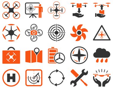 Hava uçak ve quadcopter aracı simgeler