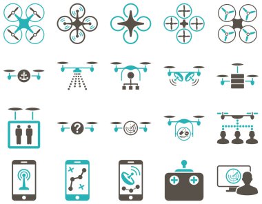 Hava uçak ve quadcopter aracı simgeler