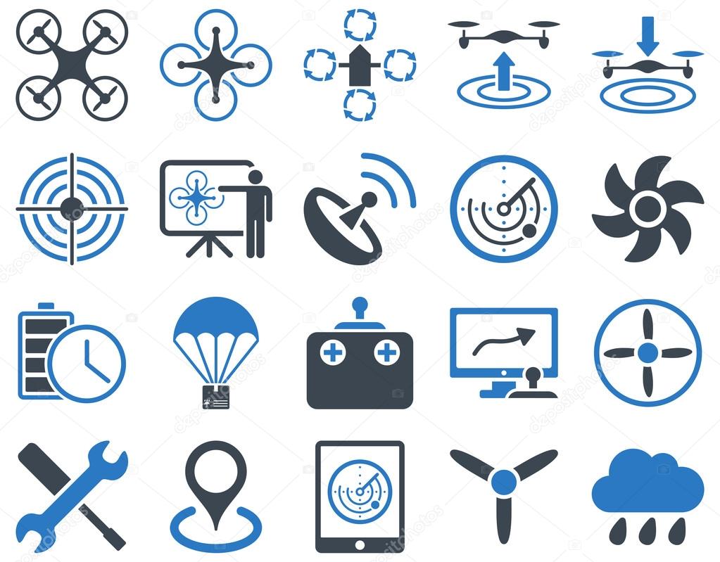 Air drone and quadcopter tool icons