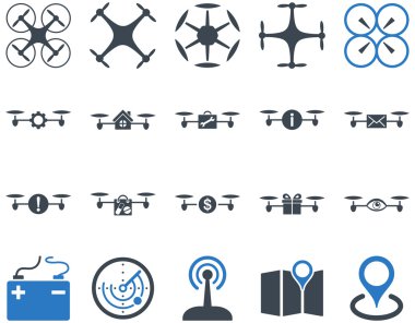 Hava uçak ve quadcopter aracı simgeler