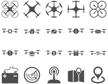 Hava uçak ve quadcopter aracı simgeler