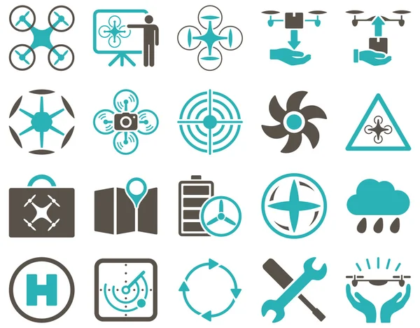 Air drone and quadcopter tool icons — Stock Vector