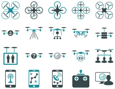 Hava uçak ve quadcopter aracı simgeler