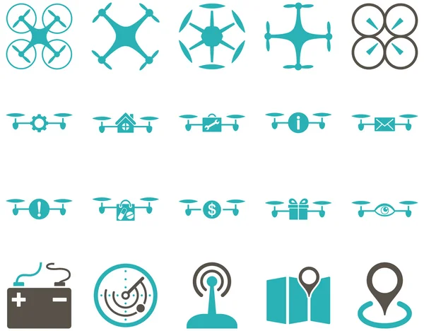 Иконки воздушных дронов и квадрокоптеров — стоковое фото