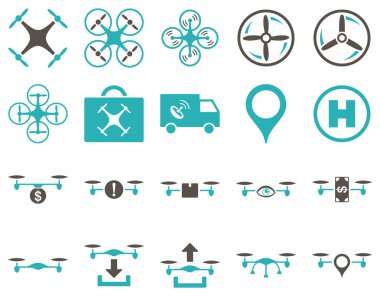Hava uçak ve quadcopter aracı simgeler