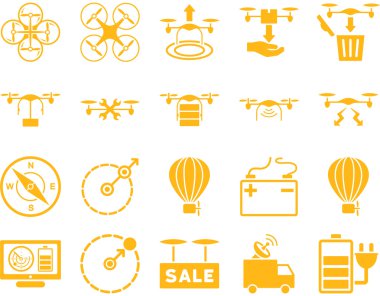 Hava uçak ve quadcopter aracı simgeler