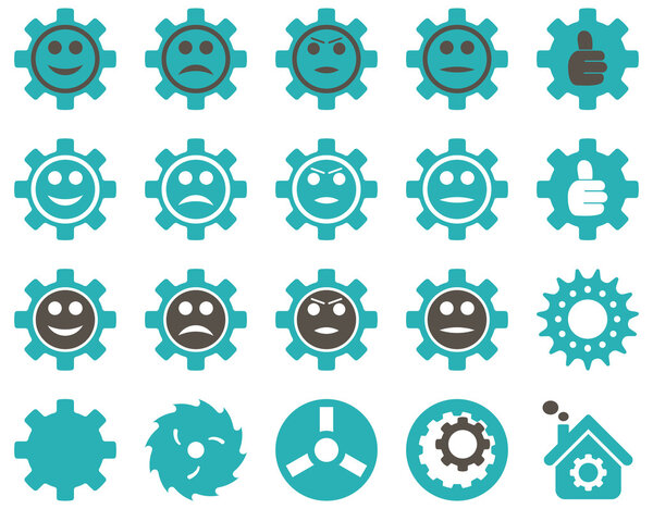 Tools and Smile Gears Icons