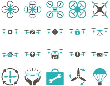 Hava uçak ve quadcopter aracı simgeler