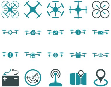 Hava uçak ve quadcopter aracı simgeler