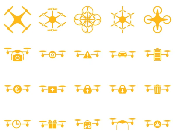 Iconos de herramientas de dron de aire y quadcopter — Archivo Imágenes Vectoriales