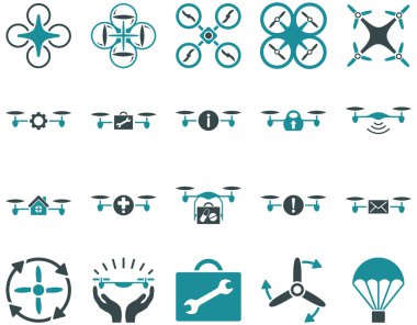 Hava uçak ve quadcopter aracı simgeler