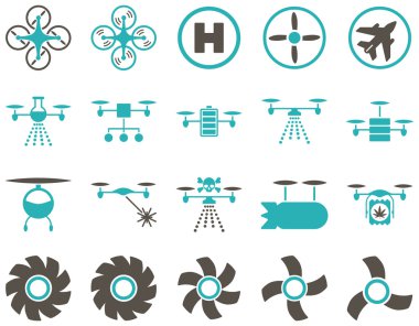 Hava uçak ve quadcopter aracı simgeler