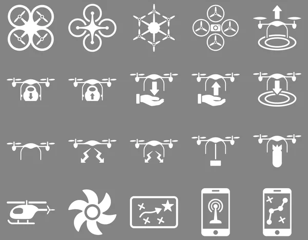 Iconos de herramientas de dron de aire y quadcopter — Vector de stock