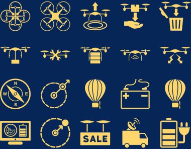 Hava uçak ve quadcopter aracı simgeler