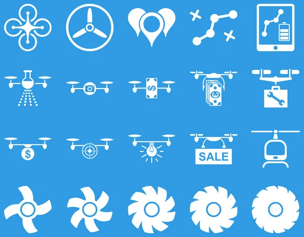 Air drone and quadcopter tool icons — Stock Vector