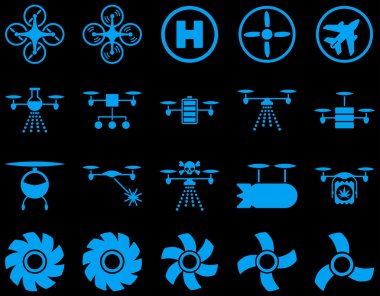 Hava uçak ve quadcopter aracı simgeler